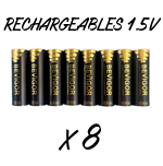8 rechargeable Li-ION 1.5 V AA batteries